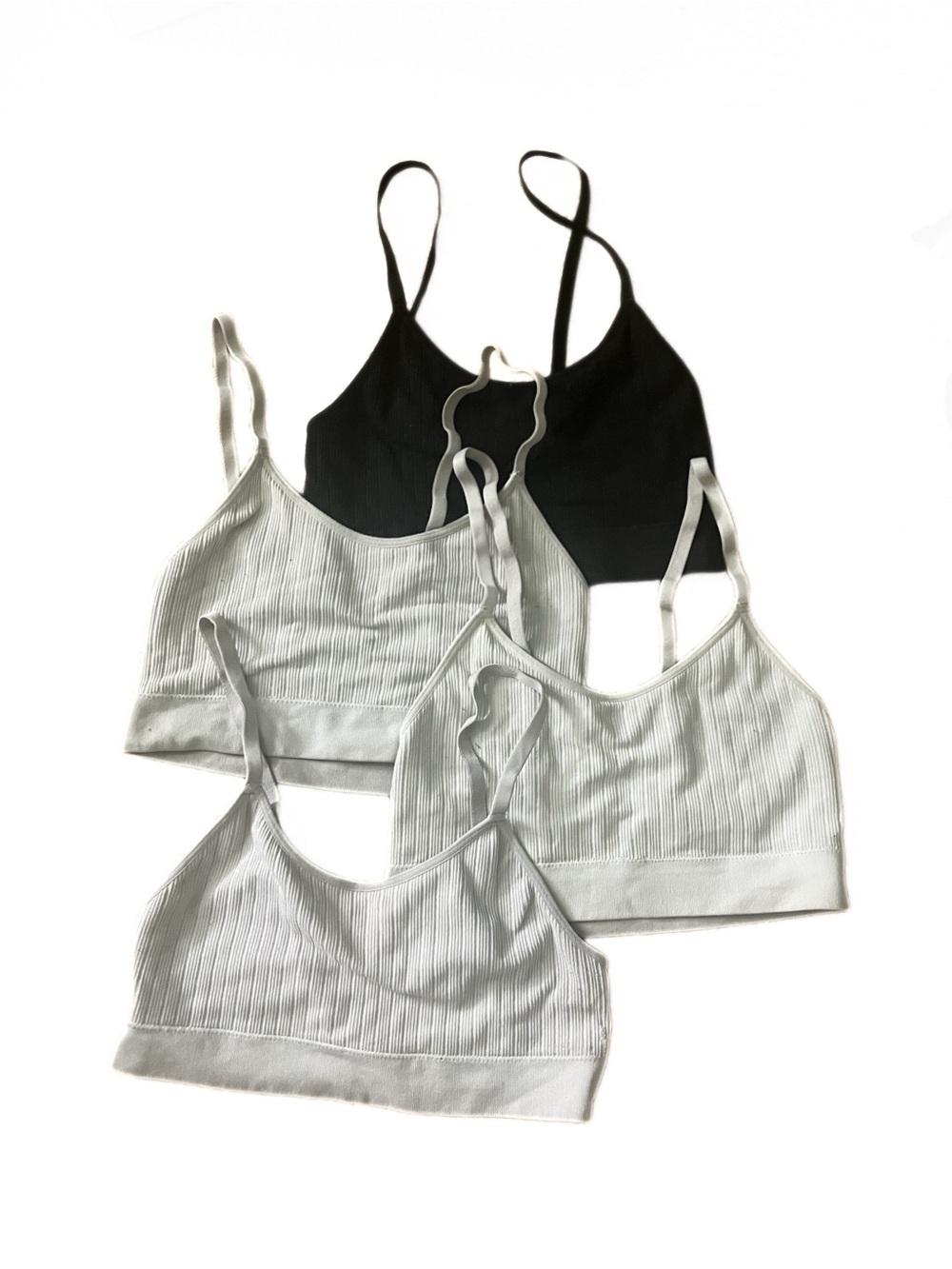 Auden seamless ribbed bralettes in white and black size small